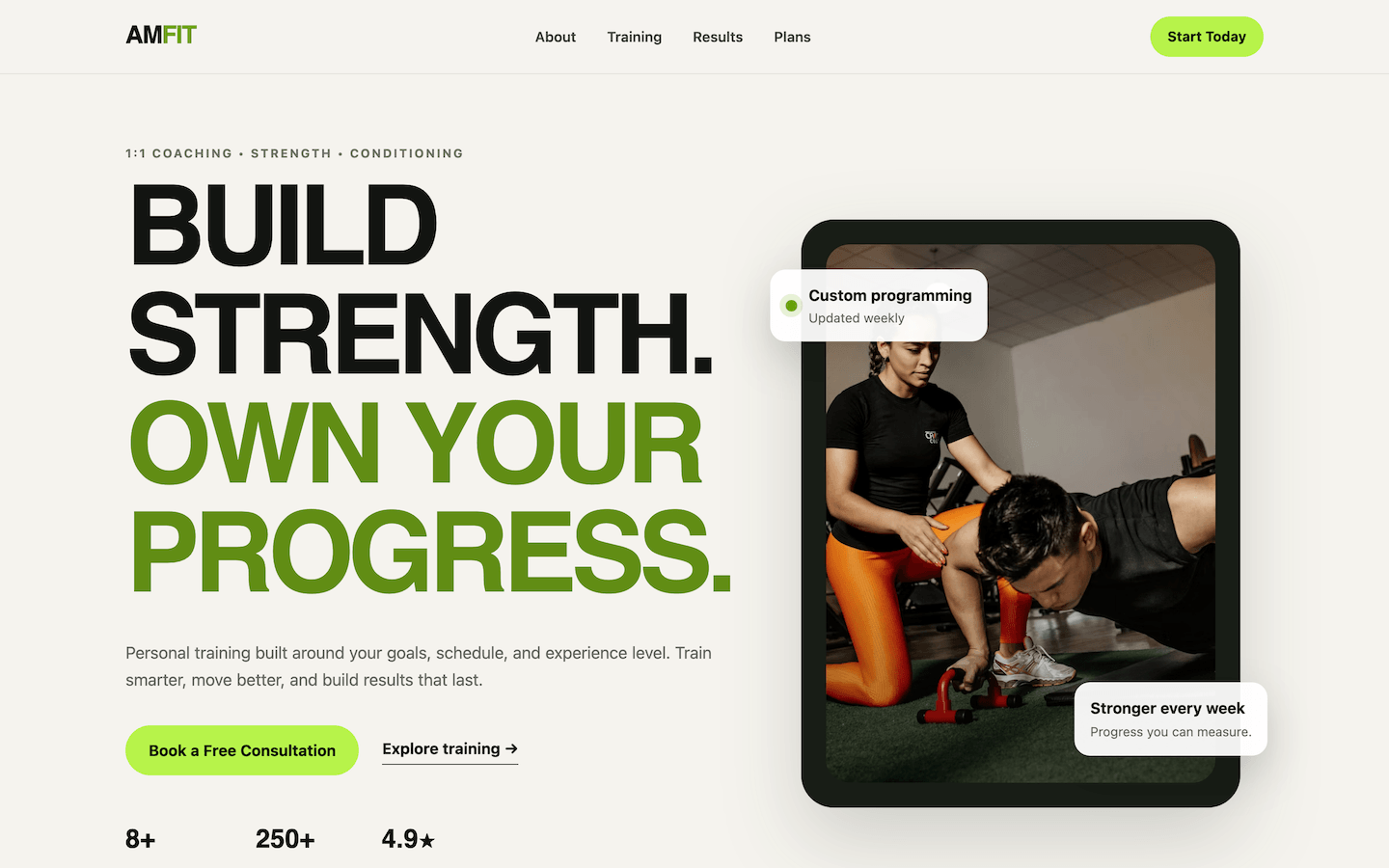 Preview of the Personal Trainer website template